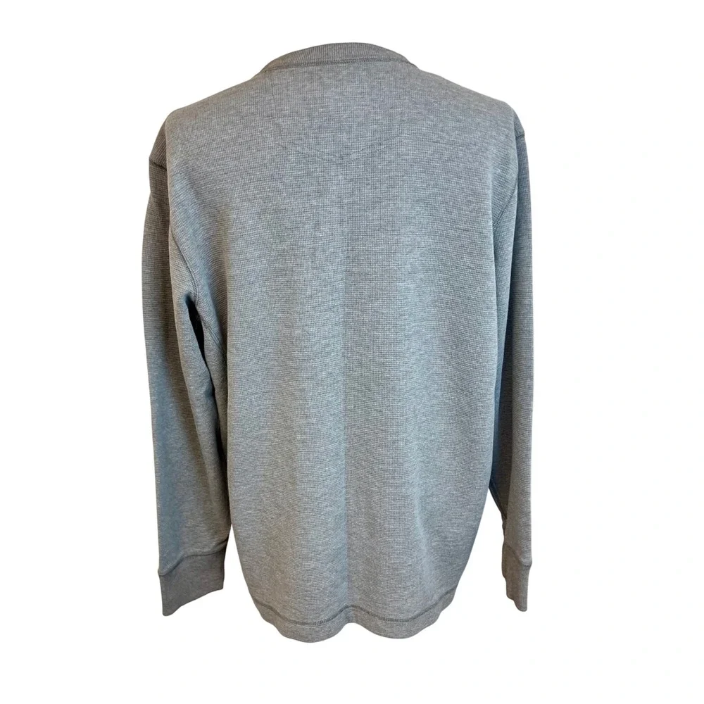 EDDIE BAUER Mens Long Sleeve Thermal‎ Henley Shirt Sz XL Gray Waffle Knit Casual